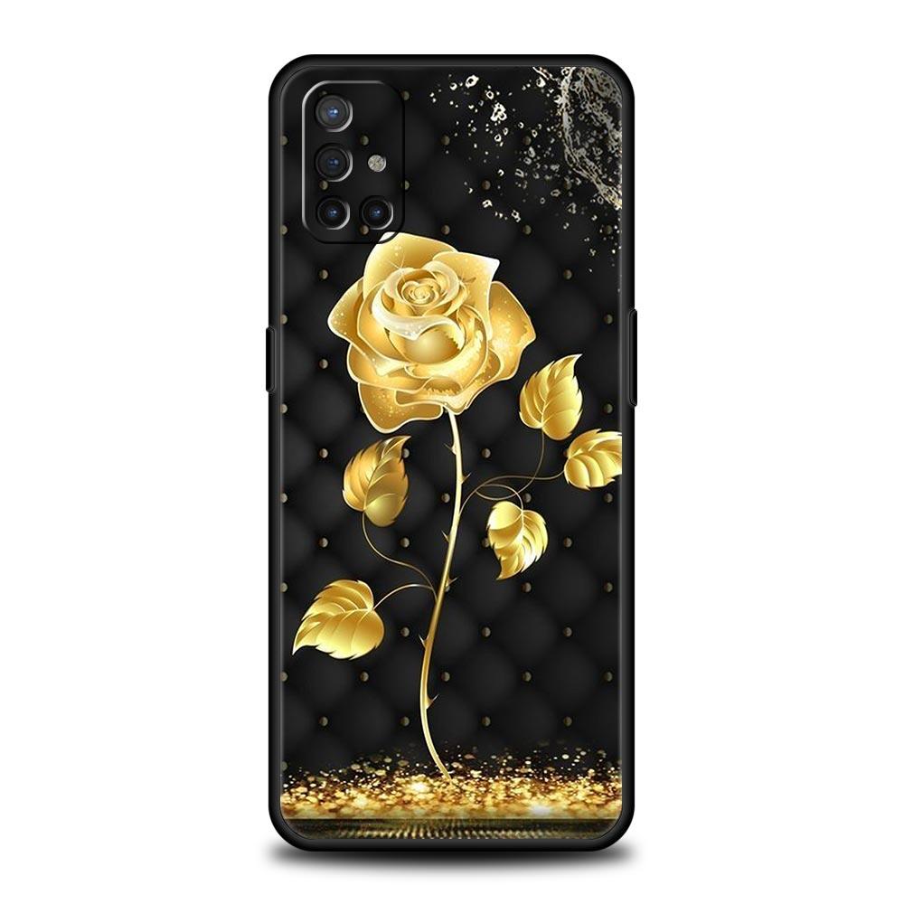 Phone Case For Oneplus 13R 12R 10R 13 12 11 10T Nord N100 N10 Z N30 CE 3 2 2T Pro Lite 5G Soft TPU Cover Gold Rose Love Heart