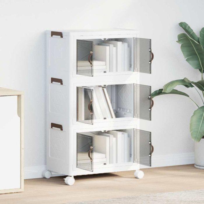 Stackable Storage Box with Wheels 3 Levels 28 L