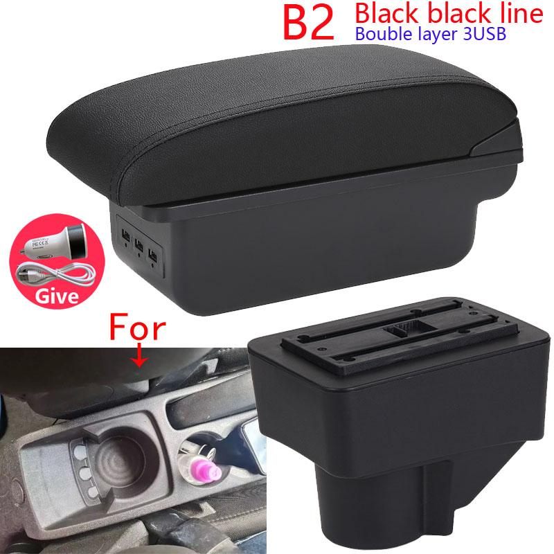 For Ford Fiesta Armrest Car Storage Box For Ford Fiesta 3 Car Armrest Box 2011-2018 Accessories PU Leather easy installation