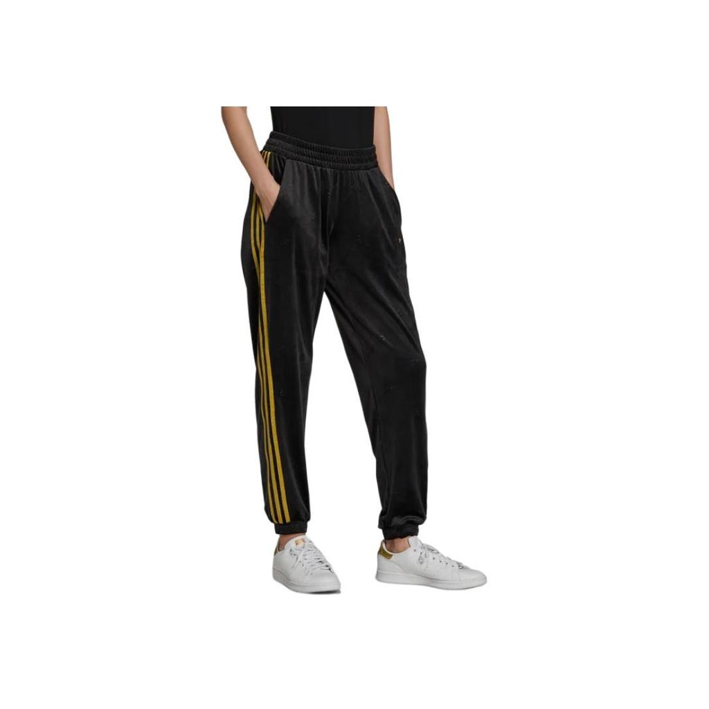Adidas Originals Velour Embossed Logo Cuffed Retro Sports Knit Pants Women bottoms H18023