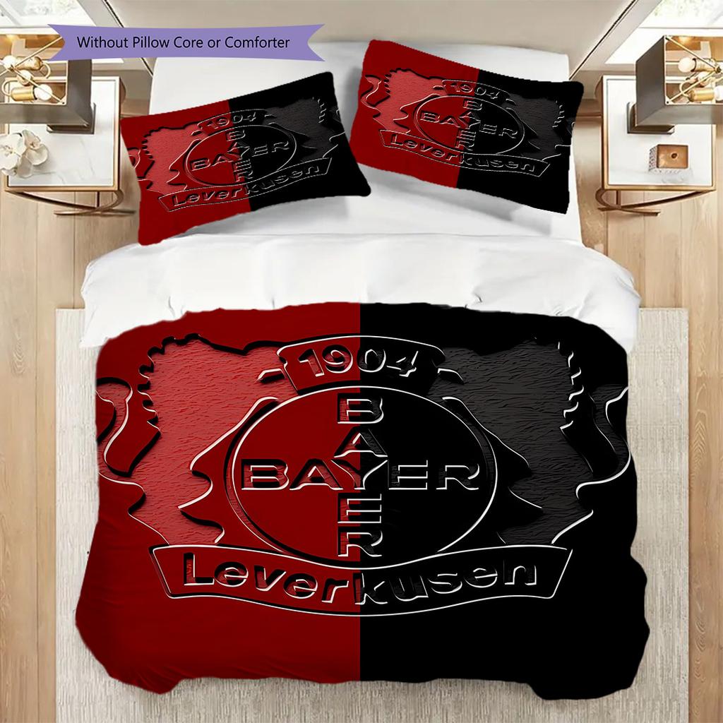 Bayer 04 Leverkusen Pattern Bedding Quilt Set Quilt Cover Pillowcase Home Decoration Birthday Gift (1 * Duvet Cover + 2 * Pillowcase, Without Core)