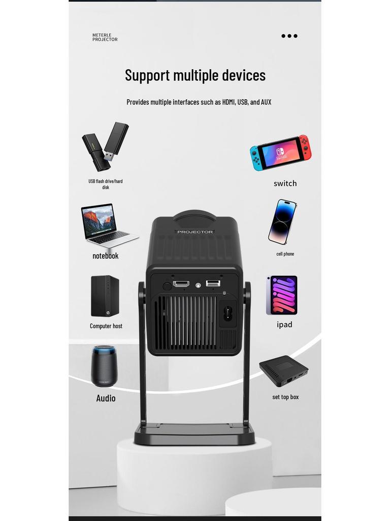 HY300 4K Ultra HD Mini Projector for Home and Office - 1080p Portable Outdoor Cinema