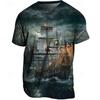 Tricou Grafic Bărbați Navă Nautic Tricou cu Mânecă Scurtă Imprimare 3D Gât Rotund Cămașă Modă Vintage Designer Exterior