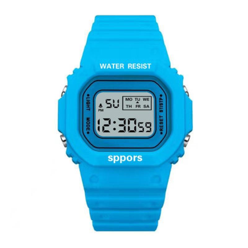 Small Square Matcha Green Electronic Watch, Male And Female Students Luminous Waterproof Sports Electronic Watch