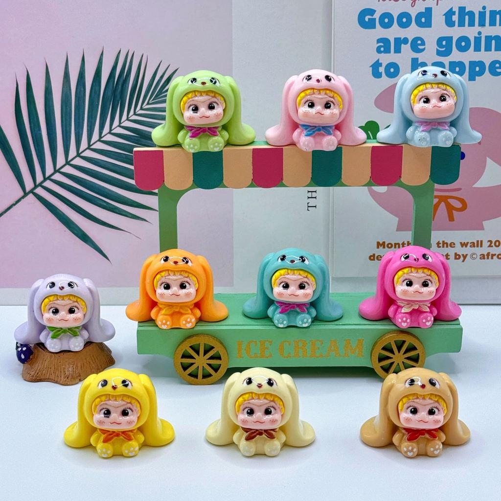 10pcs/Set Mini Wakuku Figure Toy Rabbit Figurine Desktop Decoration Model Ornaments Toys Boys Girls Christmas Gifts