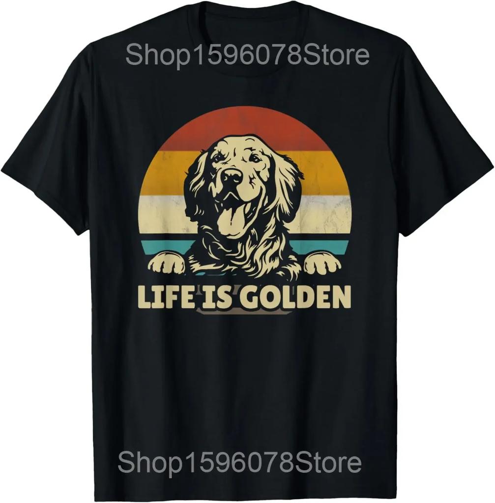 Golden Retriever Japanese Kanagawa Wave Funny Surf Dog T Shirts Men Humor Streetwear Tee Short Sleeve Unisex Loose Clothing