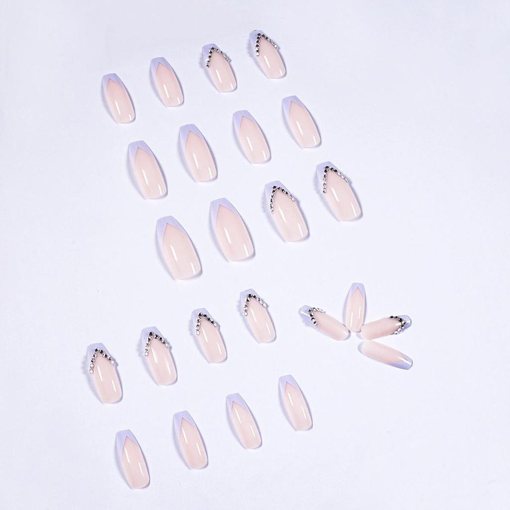 Light Purple Full-Diamond Ballet Nail Art Stickers - Removable False Nails