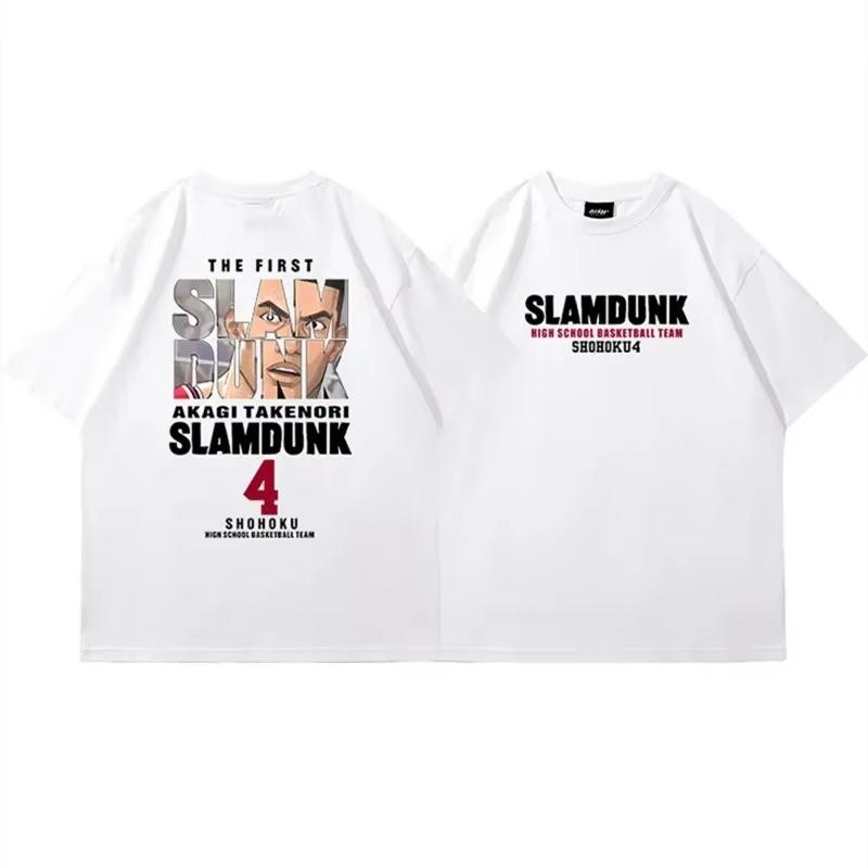 2025 Anime Slam Dunk Print T-Shirt Men's Oversized Japanese Manganese Cotton Short Sleeve Fast Shipping Pure Cotton