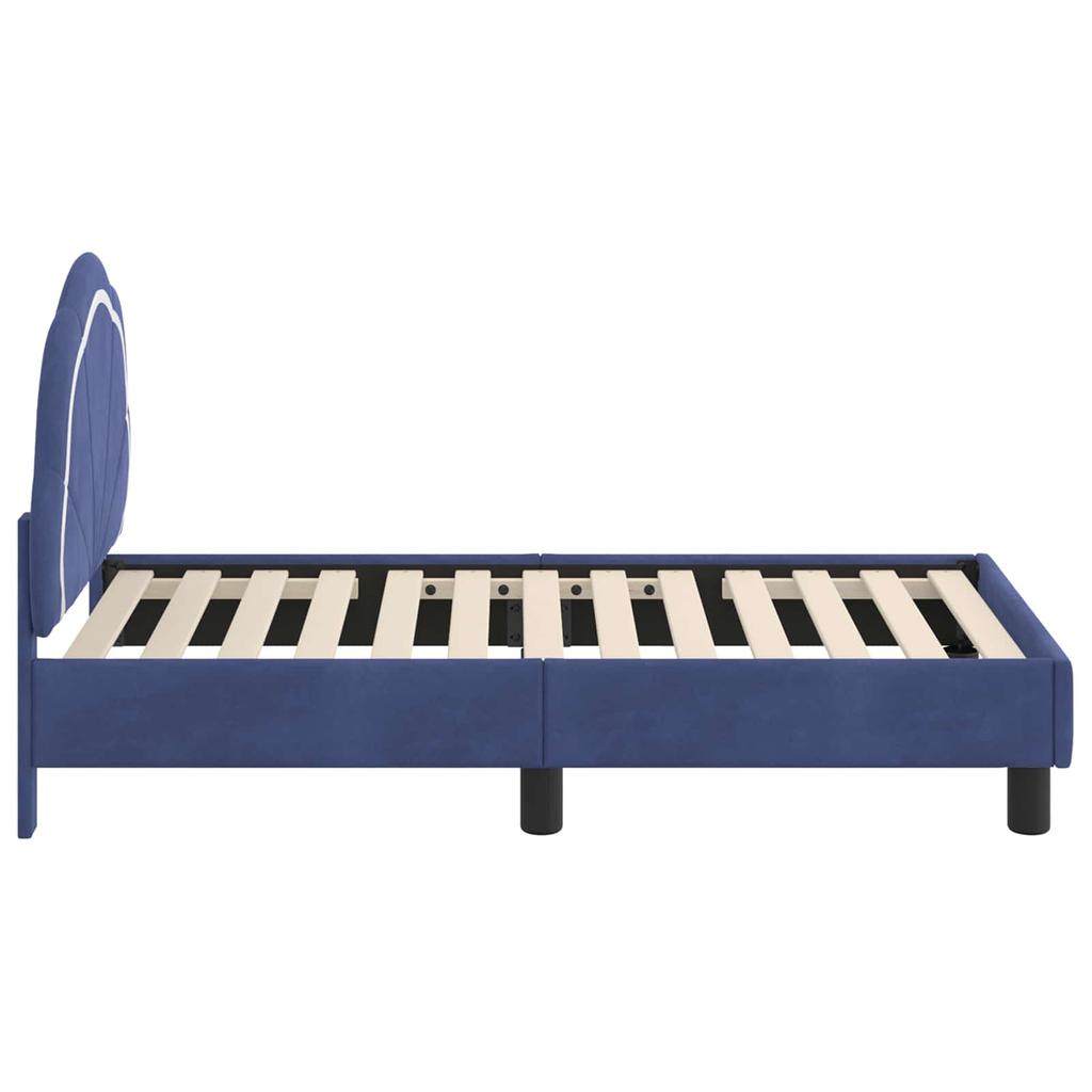 Kids Bed Frame with Headboard Police Blue 70 X 140 Cm Velvet