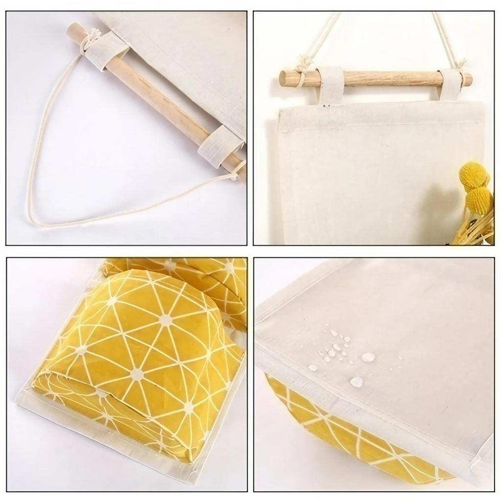 Cotton Linen 7 Pocket Waterproof Hanging Storage Bag Bathroom Bedroom Wall Organizer Wardrobe