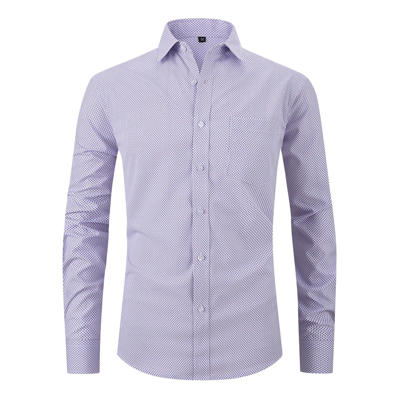 

Мужская повседневная деловая рубашка с клетчатым принтом, эластичная рубашка с длинными рукавами XL