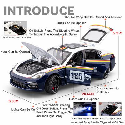 Échelle 1:24 Panamera Cayenne S Modèle de Voiture Jouet Corps en Alliage Pneus en Caoutchouc Tire-arrière Son Lumière Modèles de Véhicules Cadeaux Supercar pour les Fêtes