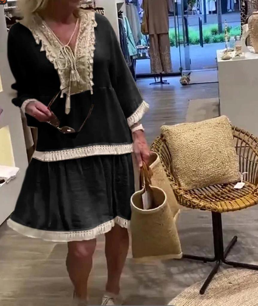 2024 Women's French Lace V-Neck Dress, Autumn Style