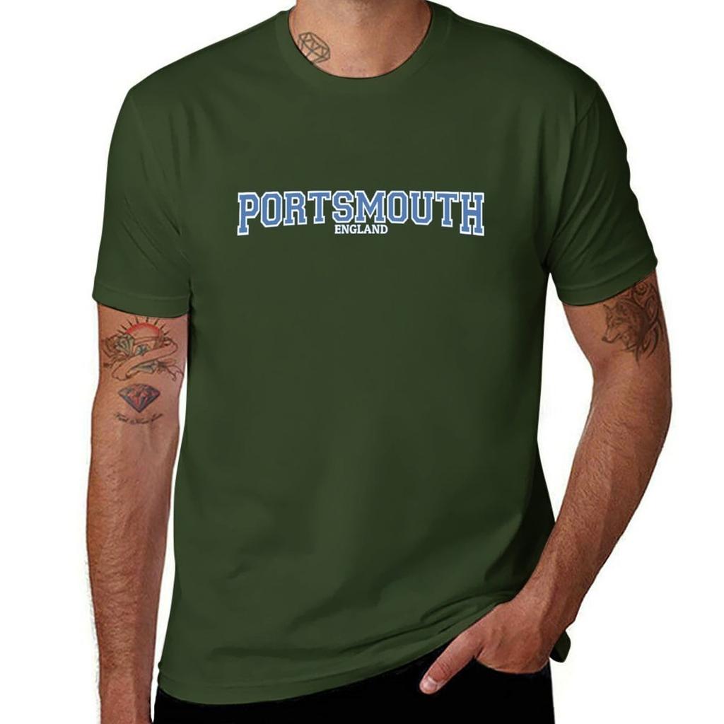 Portsmouth England Tshirt Tees Short Sleeve Tee Vintage Clothes Aesthetic Clothing Tshirts for Men Cotton