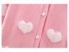 Jinbei Girls' Heart Jacquard Faux Mink Cardigan - Autumn Baby Round Neck Sweater