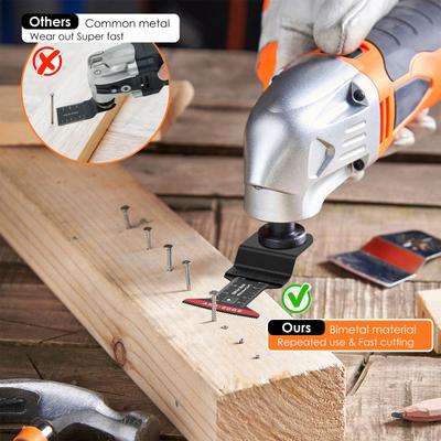 10Pcs Bi-Metal Oscillating Saw Blades Multifunctional Oscillating Multitool Blades with 3 Spacer Adapters Arc Edge Multitool