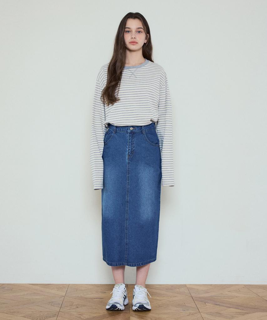 Wednesday Oasis For Woman W/Washed Denim Long Skirt_2 Colors (Wc25_Sk01)