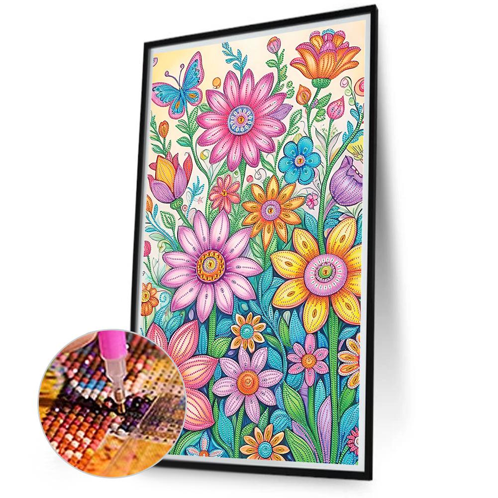 Flower 5D DIY Special Shape Crystal Partial Diamond Painting Kit Home Wall Decor