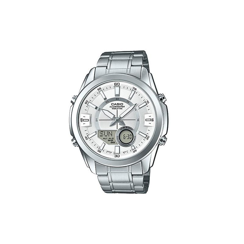 

Casio STANDARD series ten-year power dual display steel strap waterproof watch quartz movement stainless steel strap Japanese and Korean AMW-810D-7A чёрный