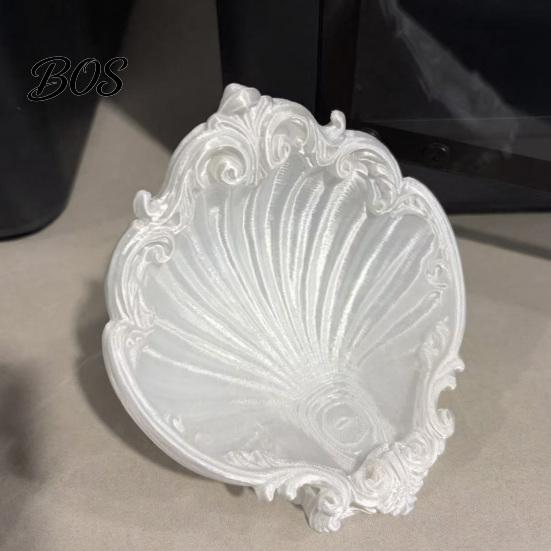 Ceramic Texture Storage Tray Baroque Shell Jewelry Tray, 3D Printed Dish Ornaments, Multi-purpose for Rings Earrings Bracelets Desktop Decoration