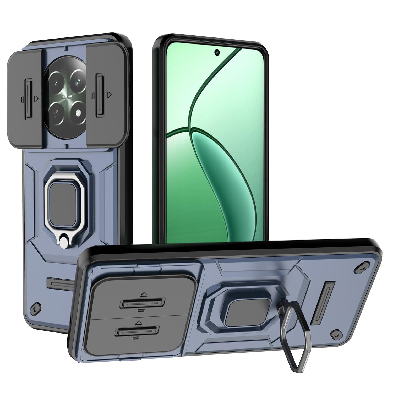 

For Realme 12 5G Case PC+TPU Impact-Resistant Phone Cover with Slide Lens Protection Blue