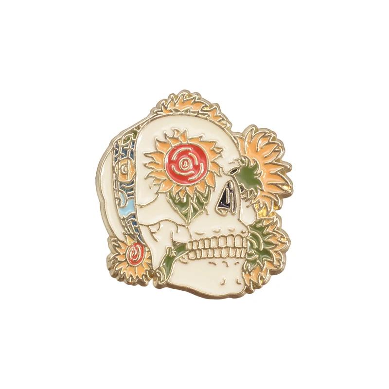 Classic Oil Painting Created By Van Gogh Enamel Pins Starry Moon Night Sunflower Waves Brooches Lapel Badge Art Painting Jewelry