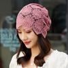 Women's Single Layer Flower Lace Ethnic Style Summer Pull-On Turban Headscarf Elegant Thin Hat