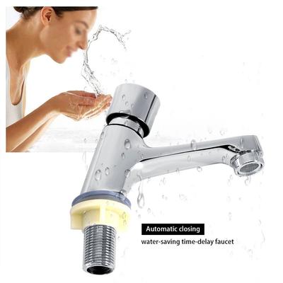 Bathroom Sink Tap Time Delay Faucet Brass Bathroom Basin Cold Tap for Home Kitchen Hotel Use