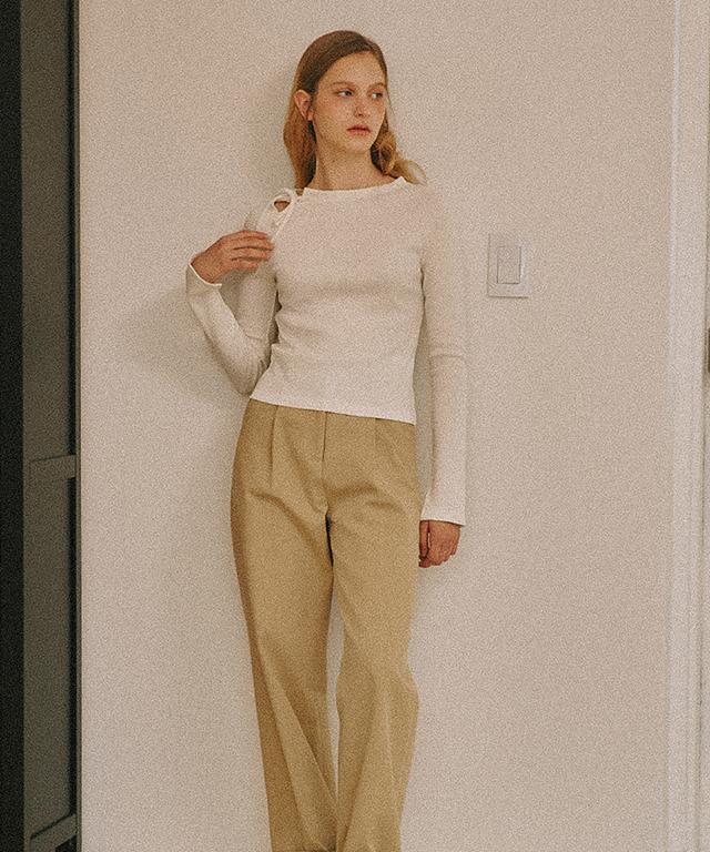 RONRON Side Ribbon Bow Long Sleeve Ivory