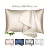 1pc Luxury Silk Pillowcase, Solid Color Double-sided Soft Cozy Throw Silk Pillow Covers With Invisible Zipper For Sleeping, Prem