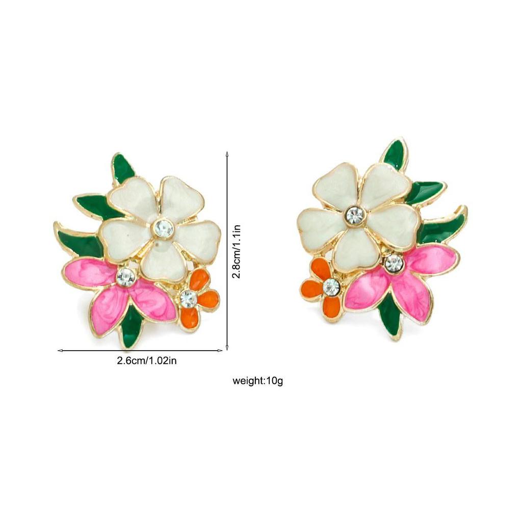 Mori Style Camellia Colorful Drip Oil Flower Earrings - Elegant Artistic Studs for Women