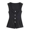 Elegant European & American Style Women's Jewel Button Short Jumpsuit