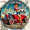 Винтажная металлическая табличка Route 66 8x12 дюймов Ретро Алюминиевый Декор Стены Классический Автомобиль Красные Розы Для Дома Бара Гаража Мужской Уголок
