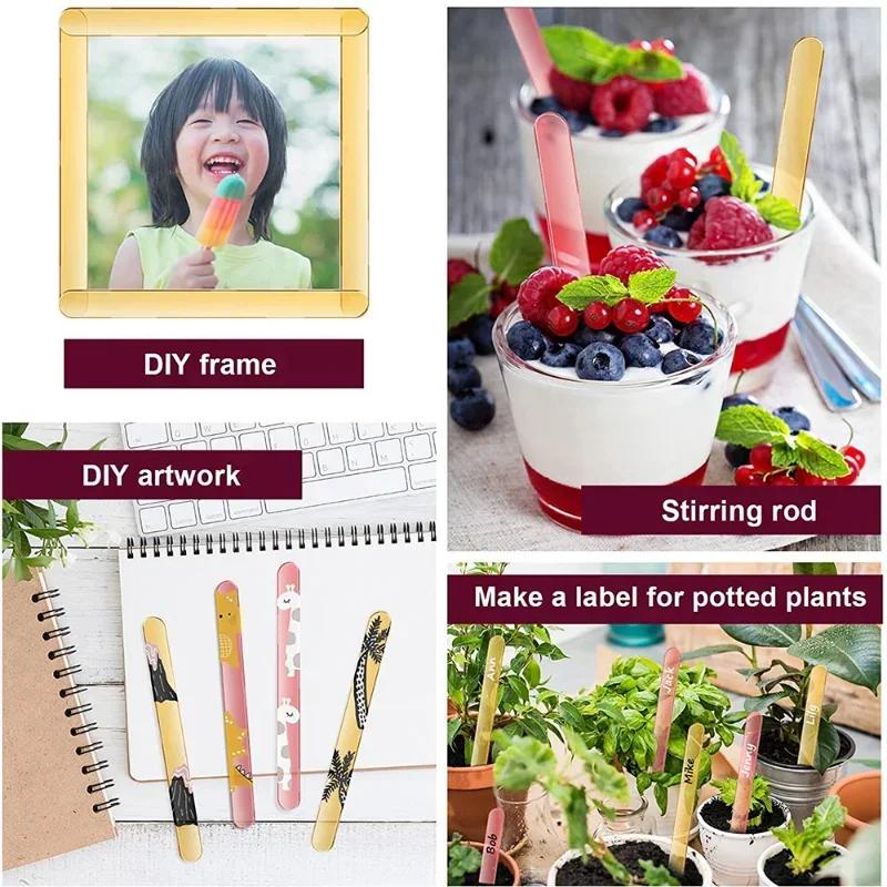 DIY Crafts Acrylic Popsicle Sticks Reusable Ice Cream Sticks Creamsicle Cakesicle Cake Candy Pop Sticks Ice Lollies