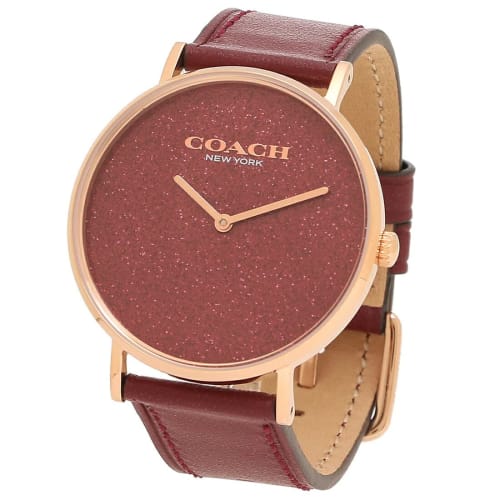 Coach Women's Perry 36mm Quartz Watch, Wine Red, Leather, 14504079