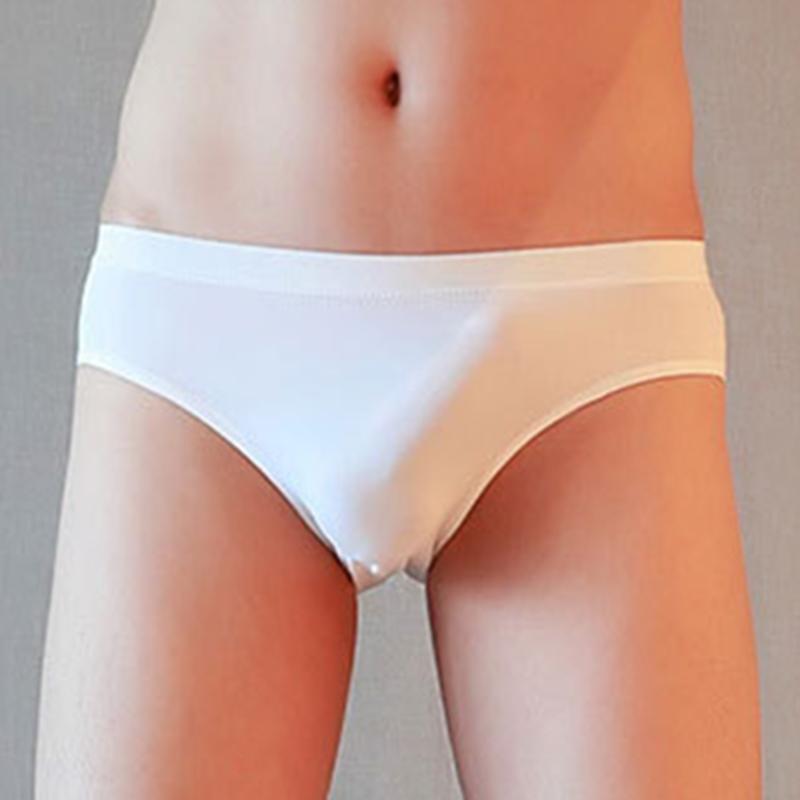 Ice Silk Underwear Low Waist Thongs Men Sexy Briefs Sexy Style Solid Color