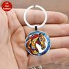 Vintage Horse Head Pattern Circular Pendant Keychain Backpack Hangings Decoration Gifts