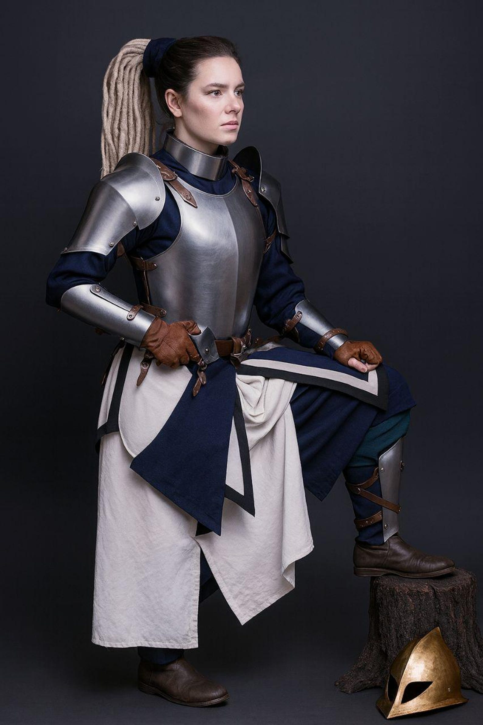 Women s Medieval Knight Costume Armor Set Full Body LARP Cosplay Renaissance M,L,XL,XXL серебряный