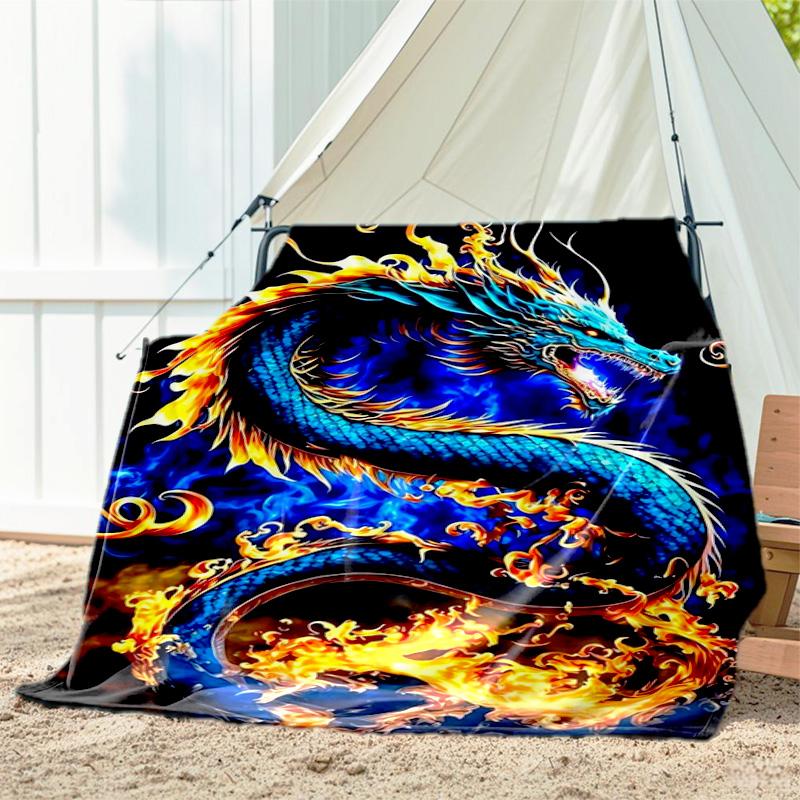 1pc dragon blanket, all season lightweight home office outdoor nap multifunctional blanket