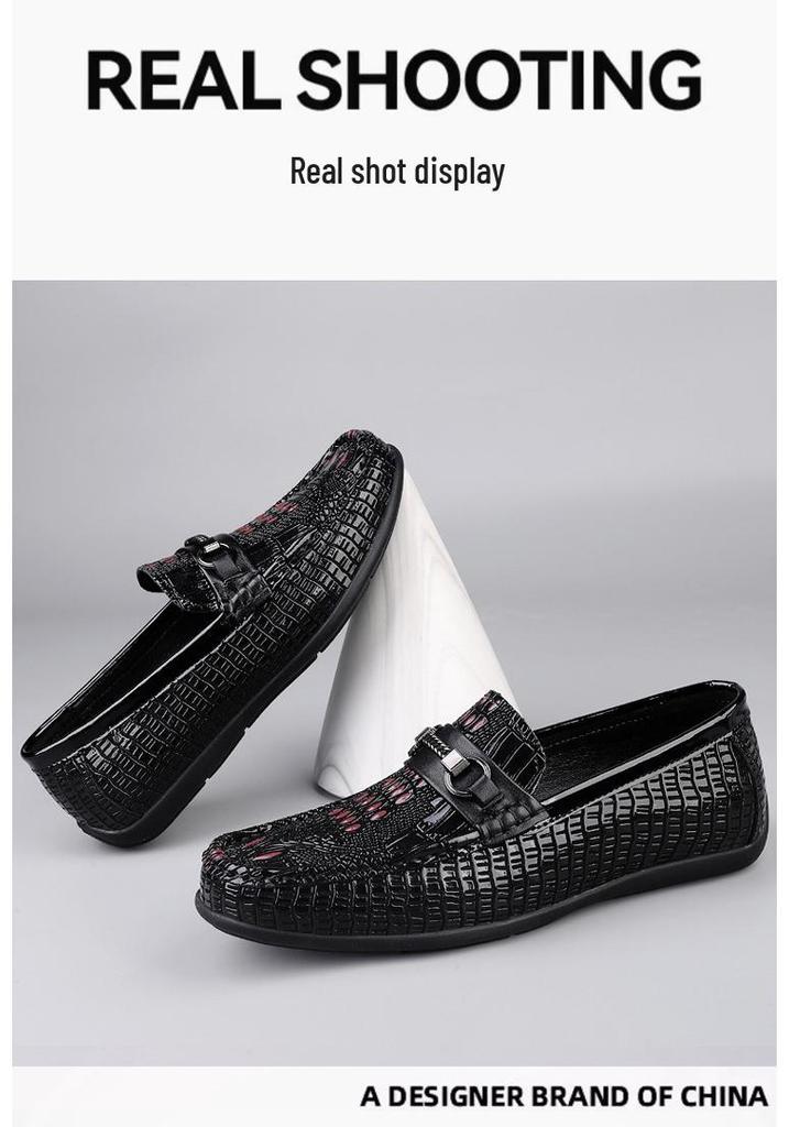 Herren Mokassins mit Krokodilmuster aus echtem Leder - Vielseitiger Business & Casual Stil