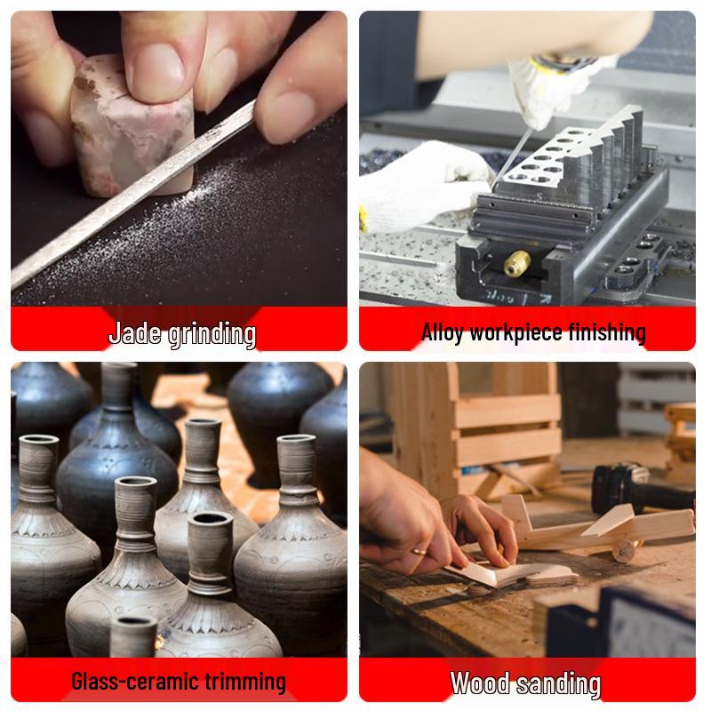 Titanium-Plated Fine Alloy Diamond File Set for Metal Grinding & Deburring