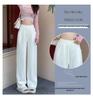 Women's High Waist Wide Leg Gray Sweatpants - Spring/Autumn