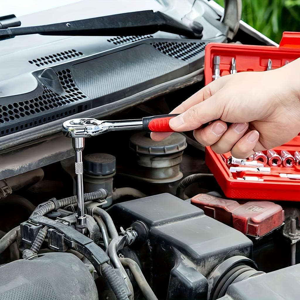 46 st. Spärr Hem- & Bilreparationsverktygssats - Inkluderar Momentnyckel, Skruvmejsel, Verktygslåda, Motorcykel- & Cykelreparationssats