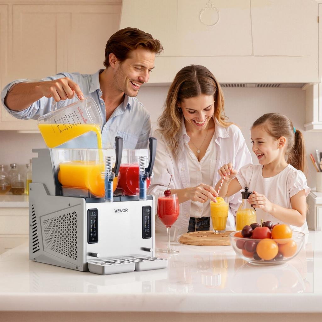 Slushie Machine, 3L/100oz X 2 Tank Slushy Machine for Home, No Ice Needed Frozen Drink Maker, Margarita Maker with Self-Cleaning, for Frozen