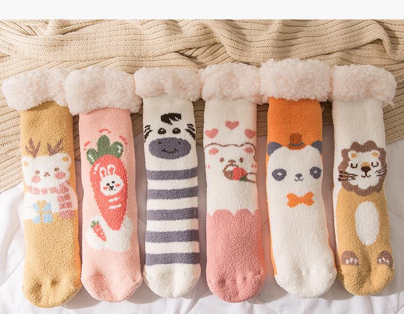 Women's Fleece-Lined Lambswool Home Socks - Warm, Thick, Cozy for Winter & Christmas