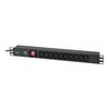 Mains Power Distribution Unit - Techly - I-case Strip-10c - 10 Connectors - 2300 Watt - Black Aluminum