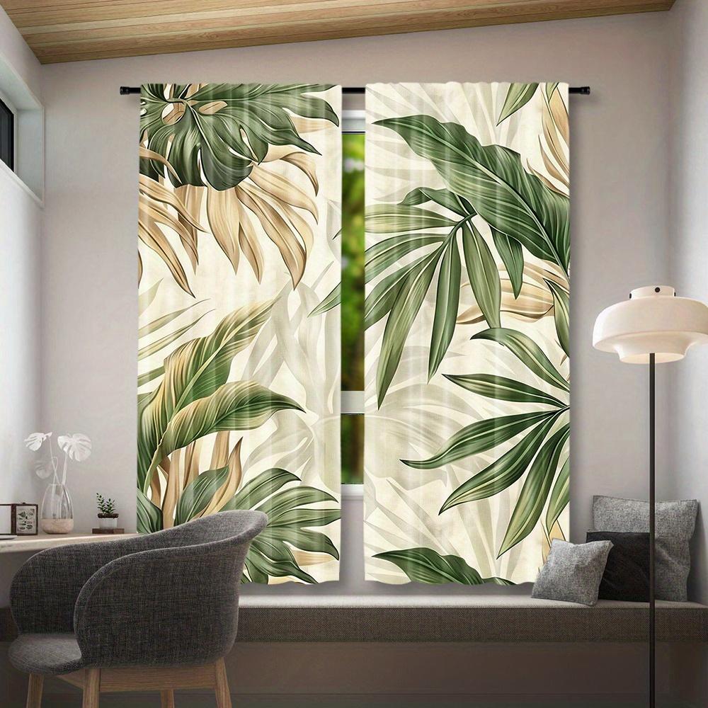 2 szt.   Zasłony z nadrukiem liści palmowych   Z tunelem na karnisz   Zasłony drukowane cyfrowo   Materiał poliestrowy   Nadaje się do salonu   Clo