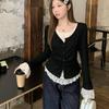 Plus Size Women's Korean-Style Lace Patchwork Two-Piece Top for Autumn 2025