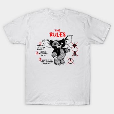 Asian Size Men Print T-shirt Gremlins No-Cut Heat Transfer Print Cotton Tshirt