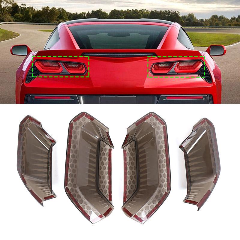 For Chevrolet Corvette C7 2014-2019 ABS Black Car Rear Tail Light Rear fog lamps Blackout Cover Trim Sticker Car Accessories